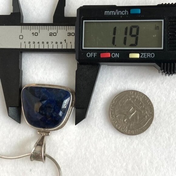 Sterling Silver 925 1.66" Sodalite Hinged Pendant Necklace 18" Snake Chain 24g - Picture 14 of 16
